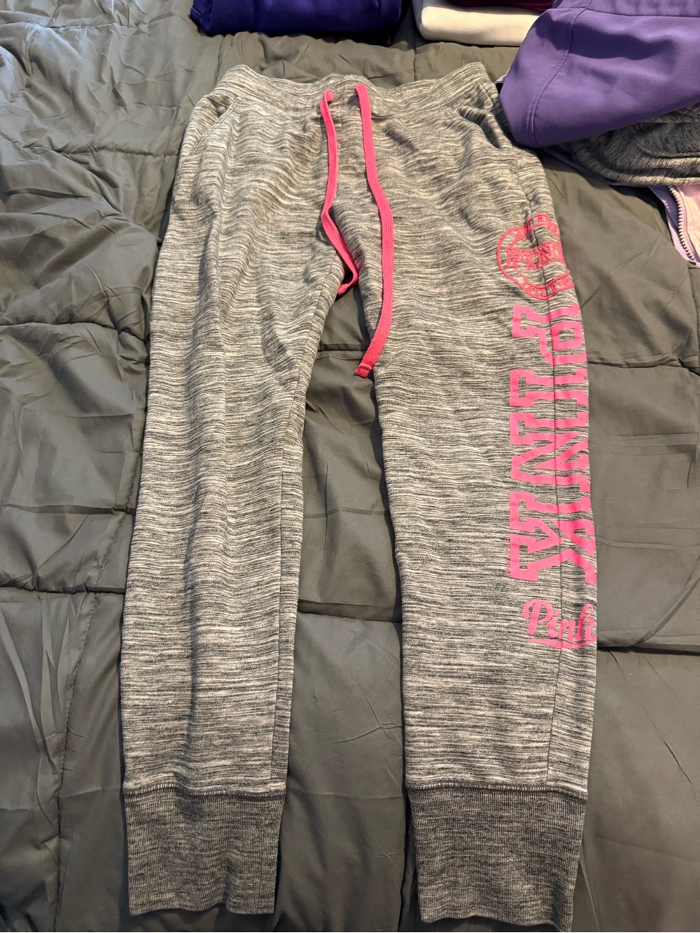 PINK Victoria's Secret Gray Joggers with Pink Logo
